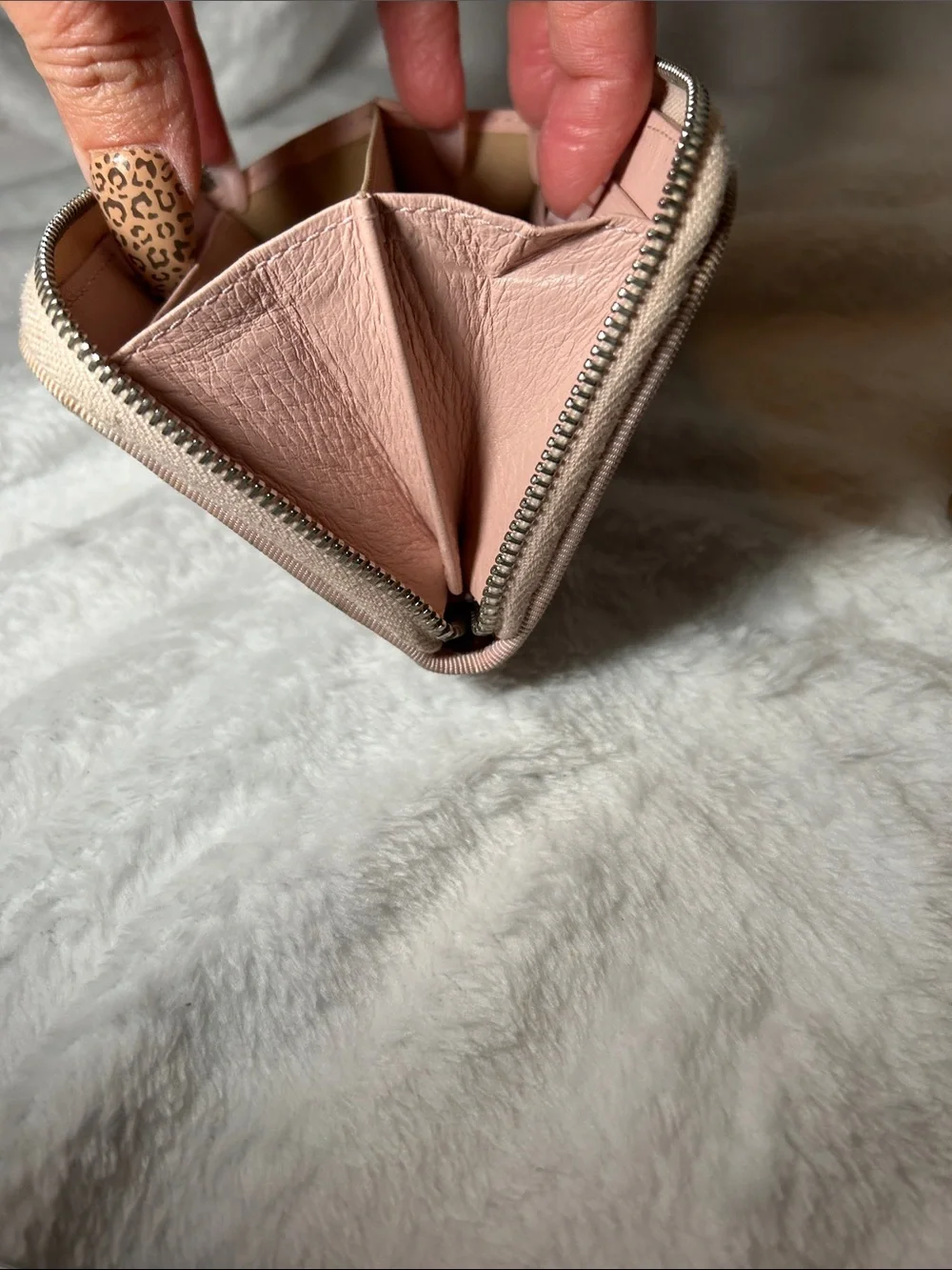 152. Dior Blush Pink Monogram Zip Compact Wallet